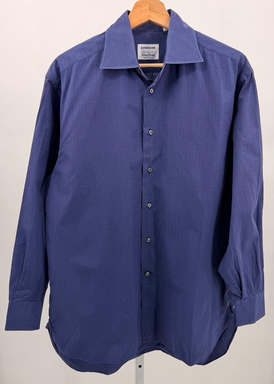 Lorenzini Neiman Marcus Men’s Dress Shirt Blue Made in Italy 15.5/33 Large